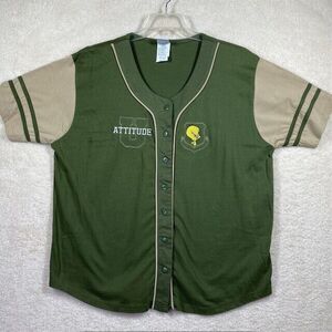 Looney Tunes Womens Sz XL Green VTG 2002 TWEETY BIRD ATTITUDE U Baseball Jersey